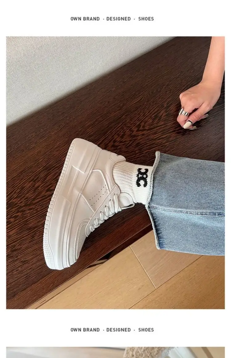 Platform thick-soled student shoes women's ins tide spring 2025 new all-match casual sports small white shoes skate shoes — feature 9