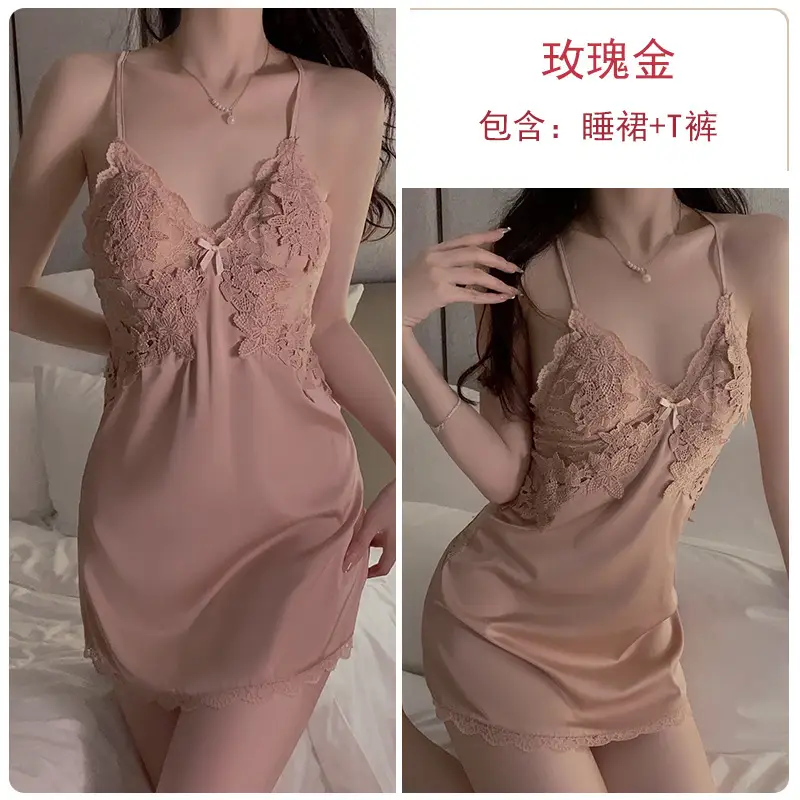 Guiruo Satin Lace Nightgown Plus Size - Image 11
