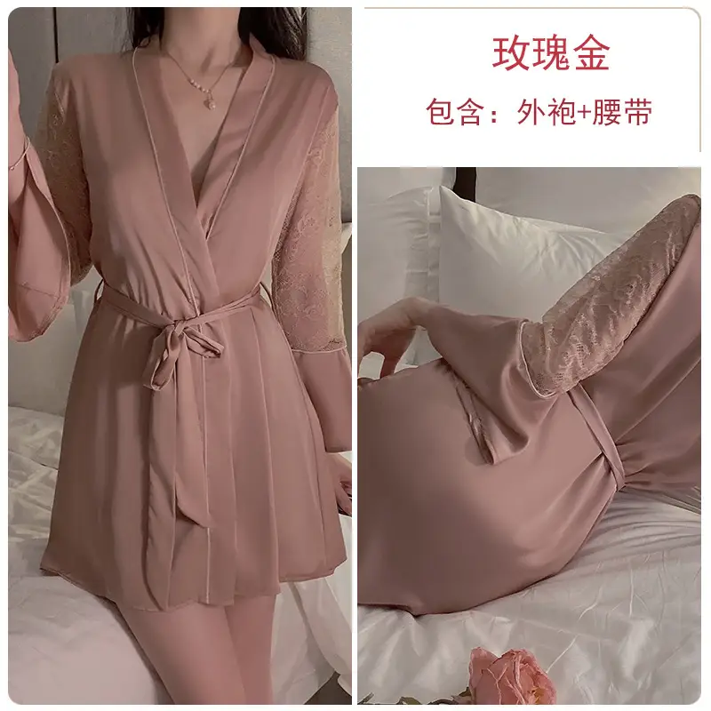 Guiruo Satin Lace Nightgown Plus Size - Image 12