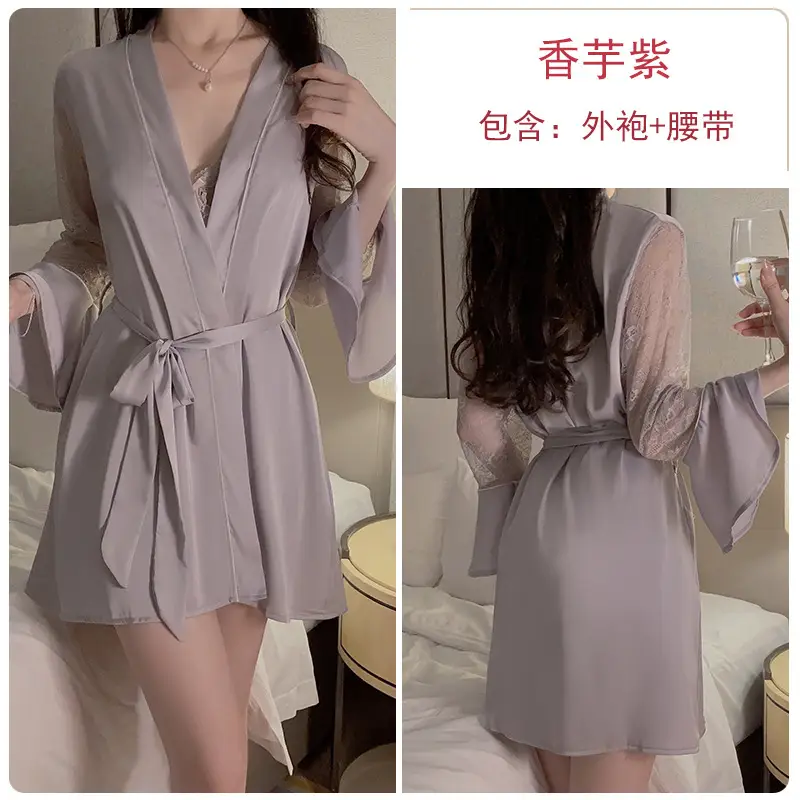 Guiruo Satin Lace Nightgown Plus Size - Image 14