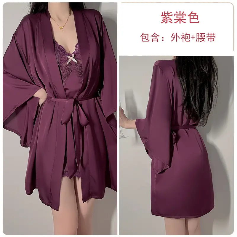 Guiruo Satin Lace Nightgown Plus Size - Image 16