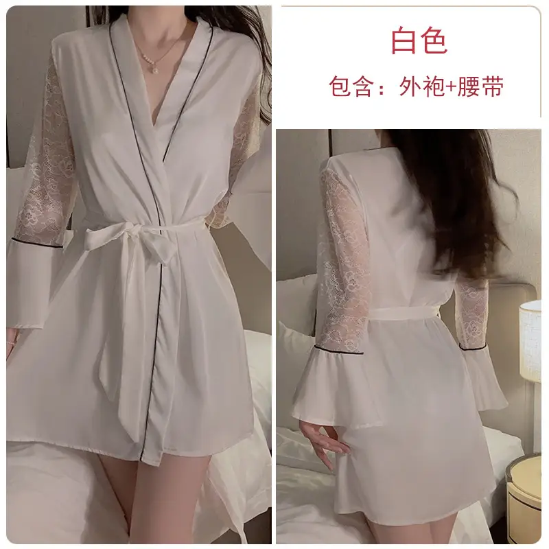 Guiruo Satin Lace Nightgown Plus Size - Image 2
