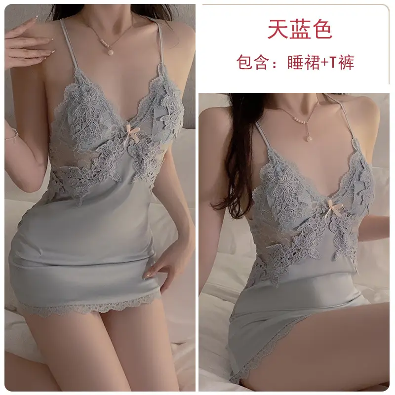 Guiruo Satin Lace Nightgown Plus Size - Image 7