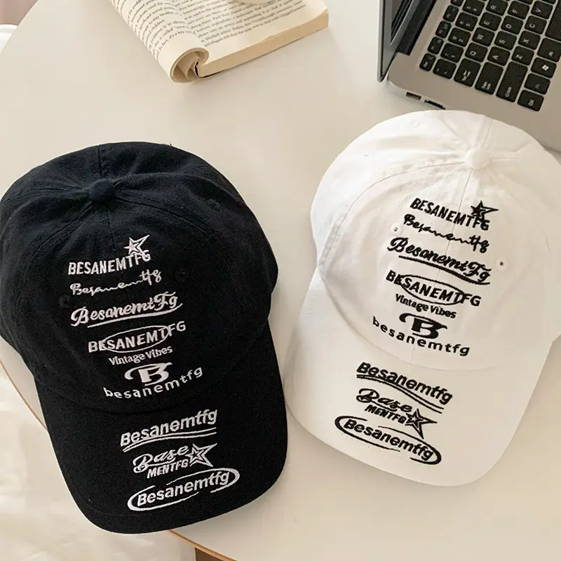 Korean-style Embroidered Baseball Cap White - Image 6