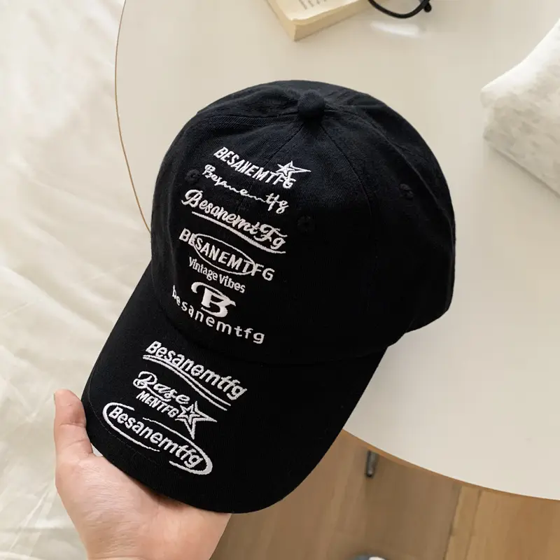 Korean-style Embroidered Baseball Cap White - Image 2