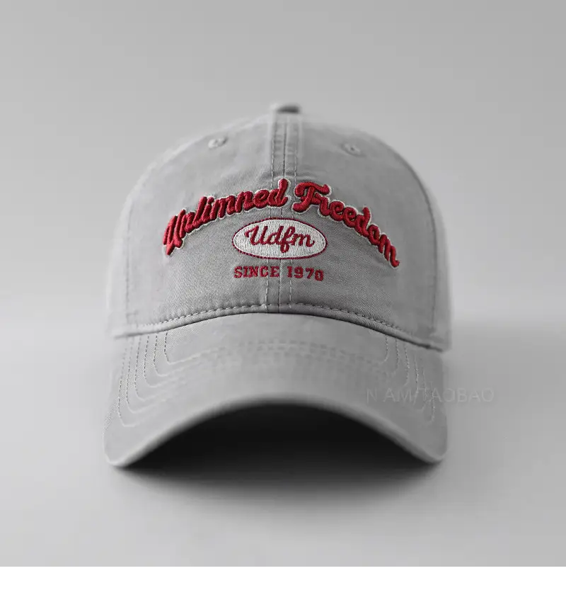 Women's Grey Letter Embroidered Cap Spring Summer — feature 15