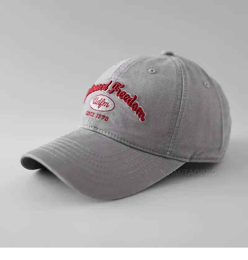 Women's Grey Letter Embroidered Cap Spring Summer - Image 4