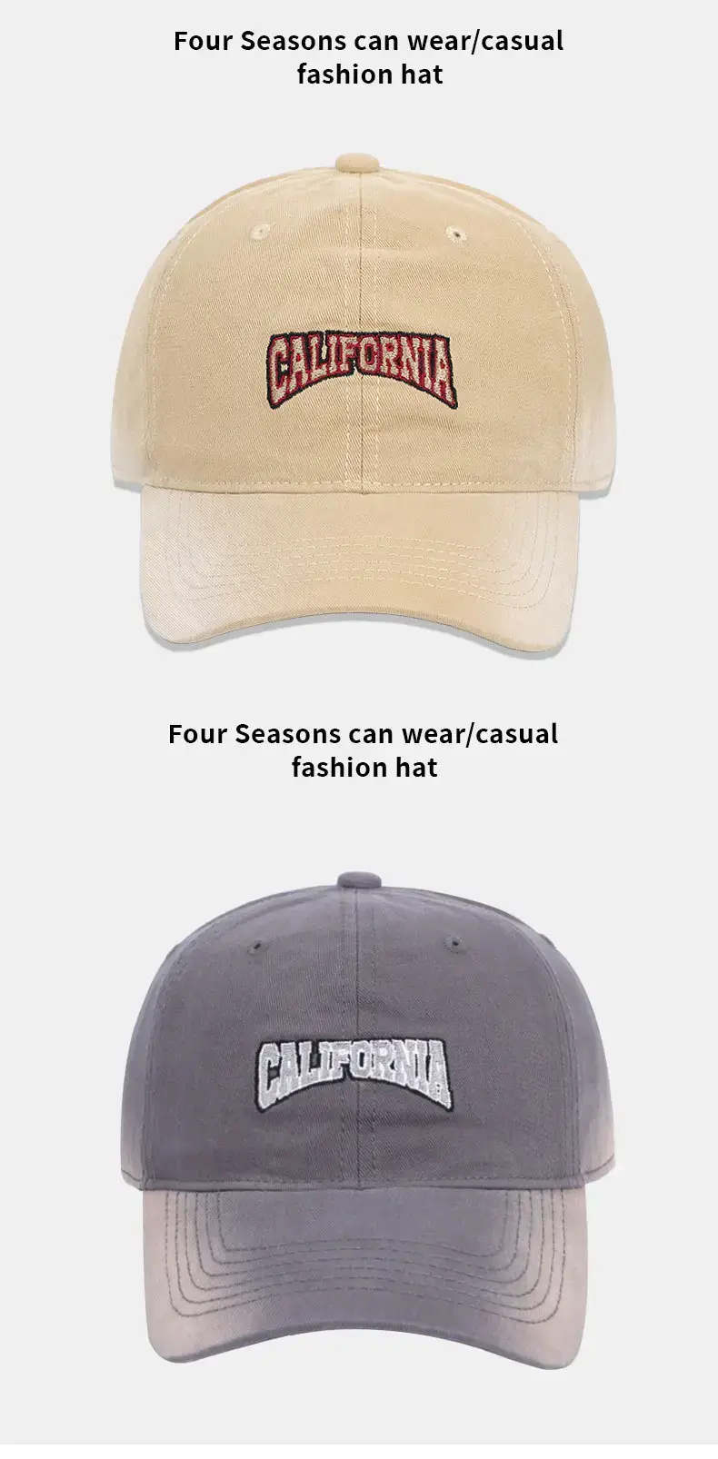 California Embroidered Khaki Baseball Cap for Men — feature 12