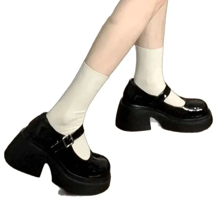 Sweet Cool Style JK Small Leather Shoes Women's All-match 2025 Spring New Thick Heel College Style Small High Heel Mary Jane Shoes - Image 5