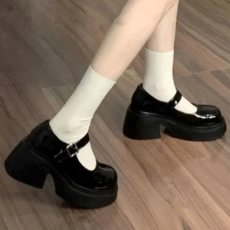 Sweet Cool Style JK Small Leather Shoes Women's All-match 2025 Spring New Thick Heel College Style Small High Heel Mary Jane Shoes — feature 5