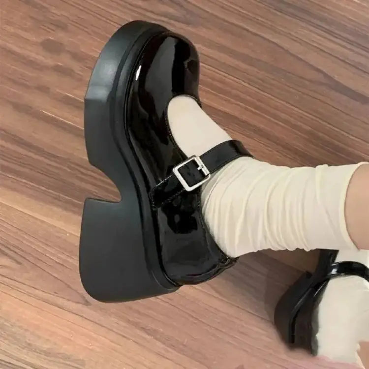 Sweet Cool Style JK Small Leather Shoes Women's All-match 2025 Spring New Thick Heel College Style Small High Heel Mary Jane Shoes — feature 9