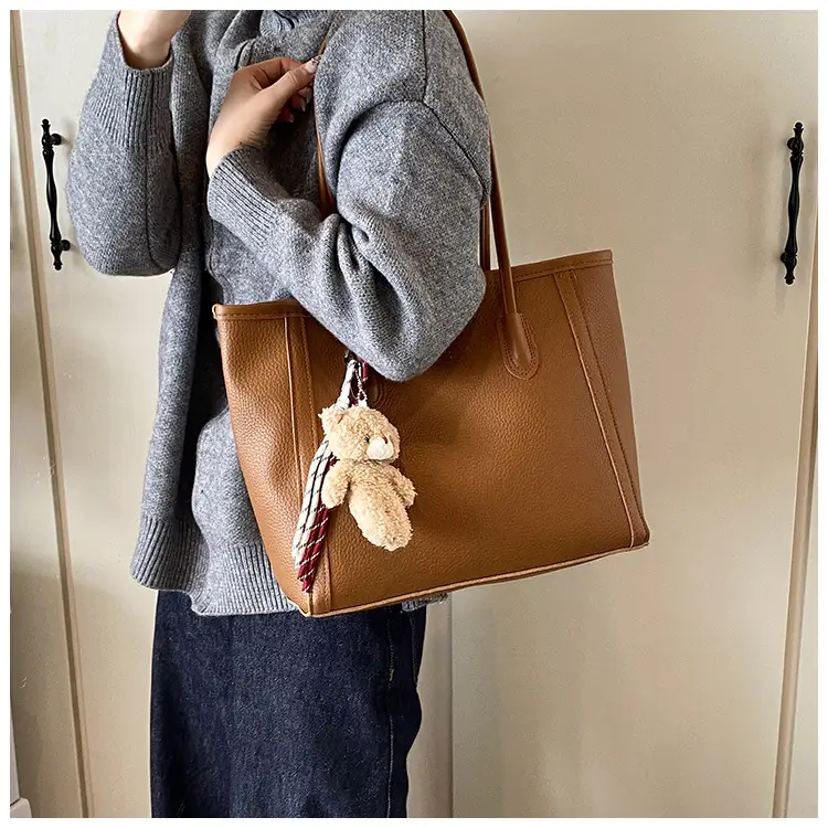 Korean Style Leather Tote Bag Brown 2024 — feature 13