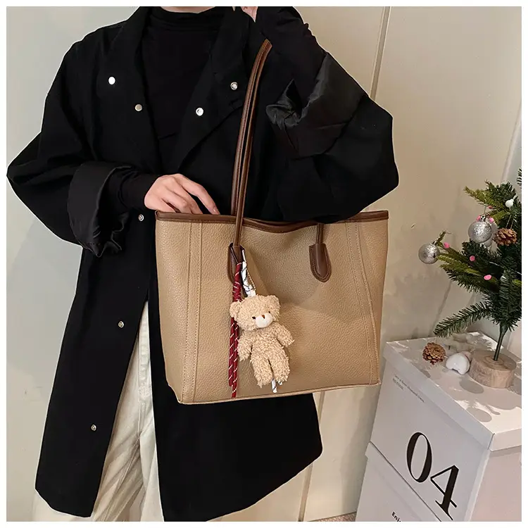 Korean Style Leather Tote Bag Brown 2024 — feature 15