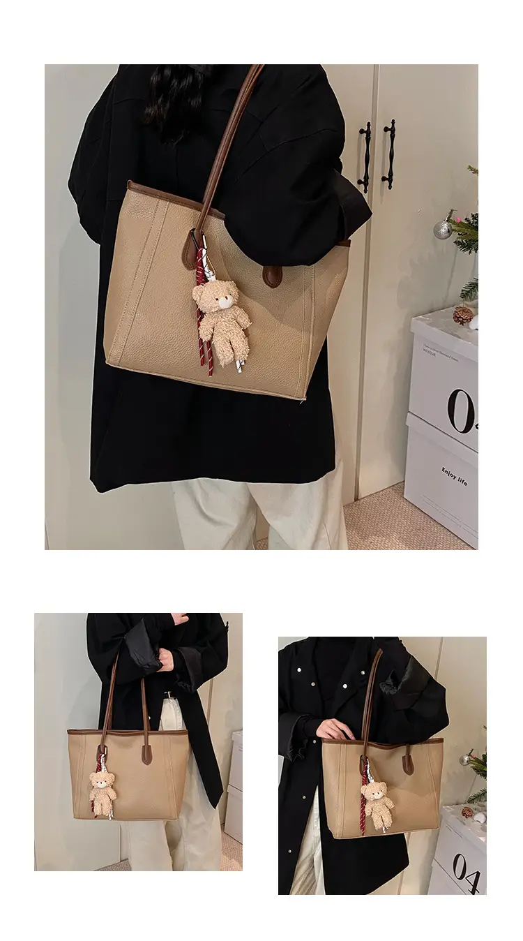 Korean Style Leather Tote Bag Brown 2024 — feature 19