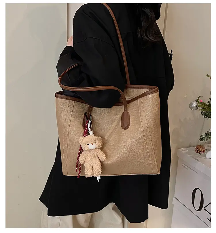 Korean Style Leather Tote Bag Brown 2024 — feature 2