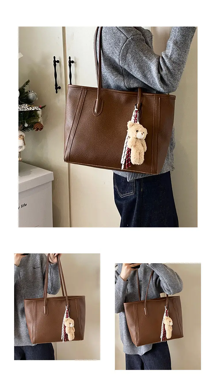 Korean Style Leather Tote Bag Brown 2024 — feature 20