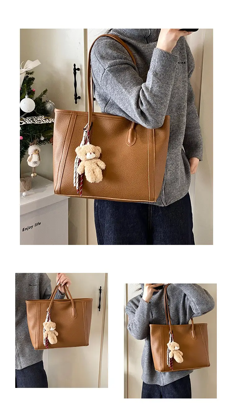 Korean Style Leather Tote Bag Brown 2024 — feature 21
