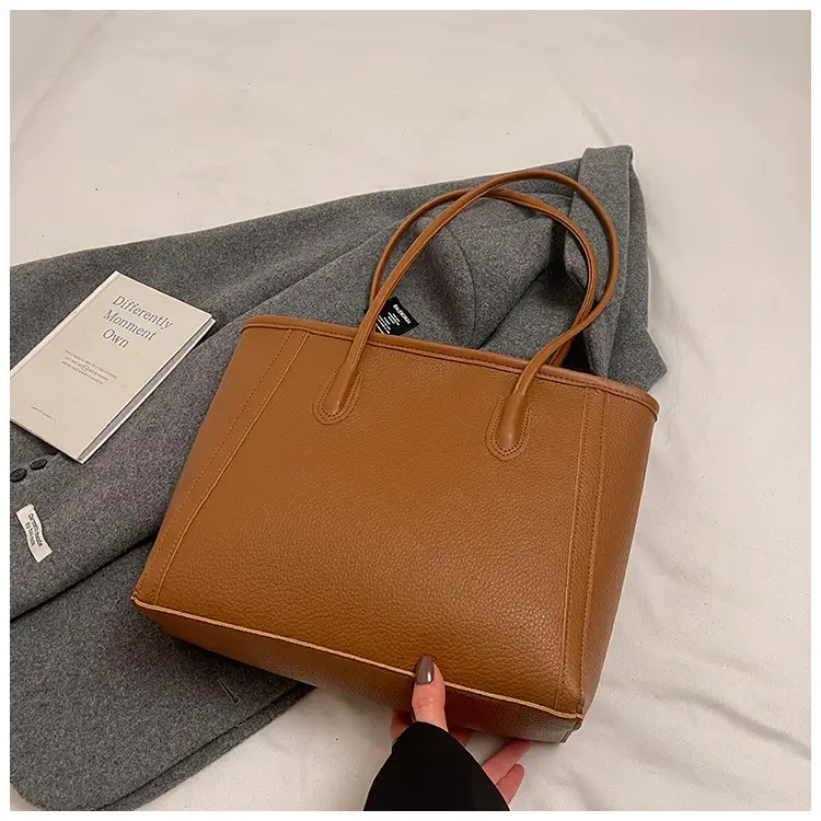 Korean Style Leather Tote Bag Brown 2024 — feature 33