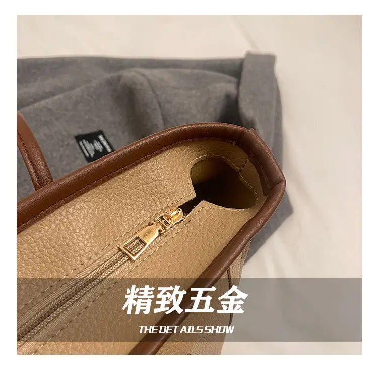 Korean Style Leather Tote Bag Brown 2024 — feature 5