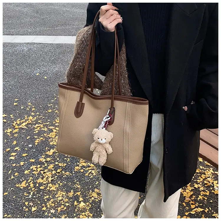 Korean Style Leather Tote Bag Brown 2024 — feature 9