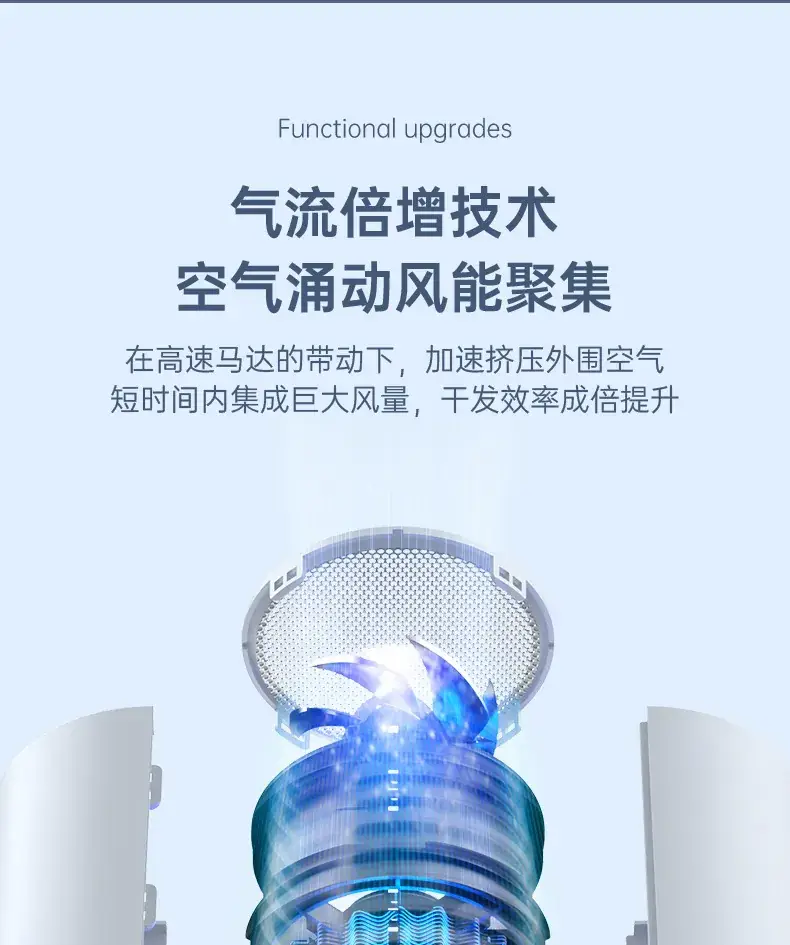 3D Blue Light Hair Dryer Home Salon High Power Hammer — feature 12