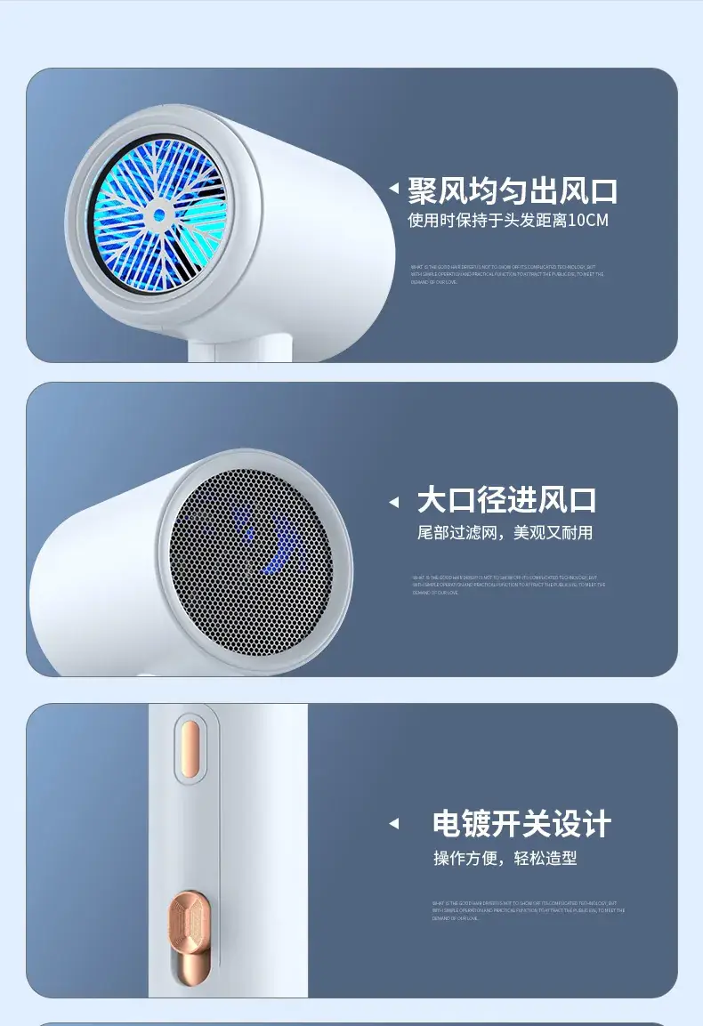 3D Blue Light Hair Dryer Home Salon High Power Hammer — feature 28