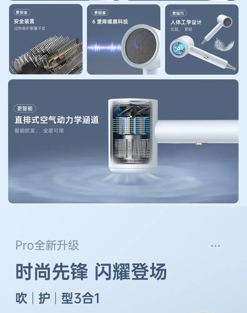 3D Blue Light Hair Dryer Home Salon High Power Hammer — feature 6