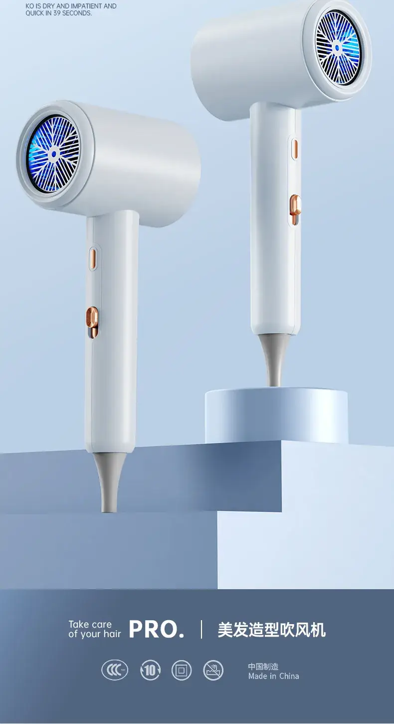 3D Blue Light Hair Dryer Home Salon High Power Hammer — feature 7
