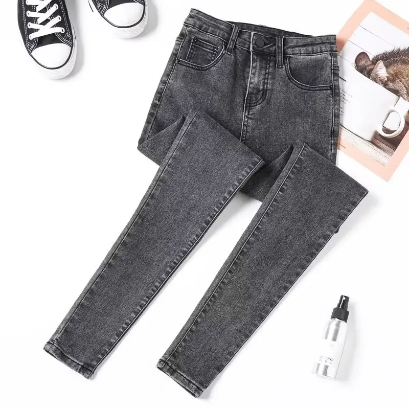 Daifa Jeans Women's Autumn and Winter 2024 New High Waist Slimming Stretch Tight Outer Wear Slim Fit Pencil Pants
