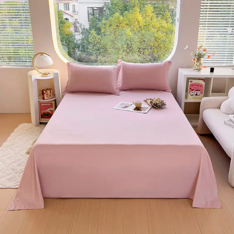 Bed sheet bed hat dormitory single sheet skin-friendly cotton household solid color simple sanding kang single cross-border foreign trade wholesale