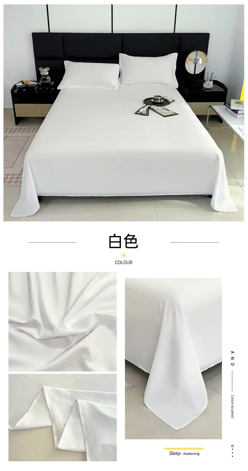 Bed sheet bed hat dormitory single sheet skin-friendly cotton household solid color simple sanding kang single cross-border foreign trade wholesale — feature 13