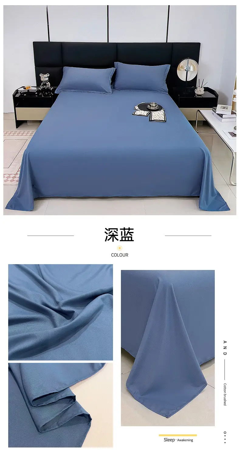 Bed sheet bed hat dormitory single sheet skin-friendly cotton household solid color simple sanding kang single cross-border foreign trade wholesale — feature 18