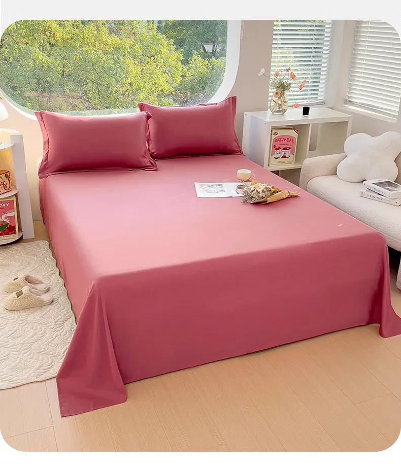 Bed sheet bed hat dormitory single sheet skin-friendly cotton household solid color simple sanding kang single cross-border foreign trade wholesale — feature 3