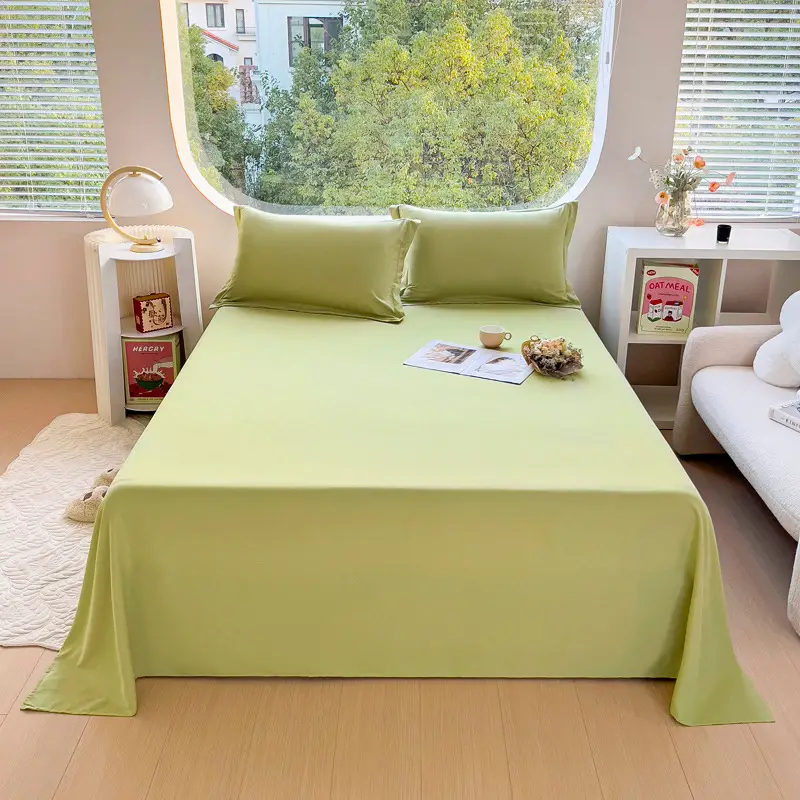 Bed sheet bed hat dormitory single sheet skin-friendly cotton household solid color simple sanding kang single cross-border foreign trade wholesale