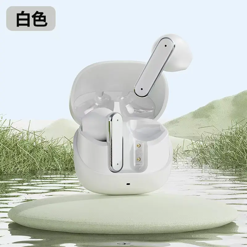 White Half in Ear Bluetooth Headset with Noise Reduction