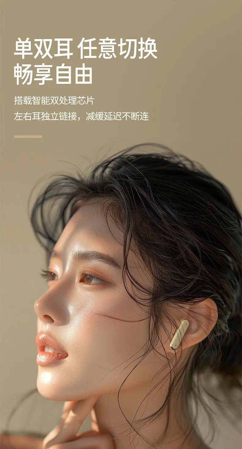 White Half in Ear Bluetooth Headset with Noise Reduction — feature 11