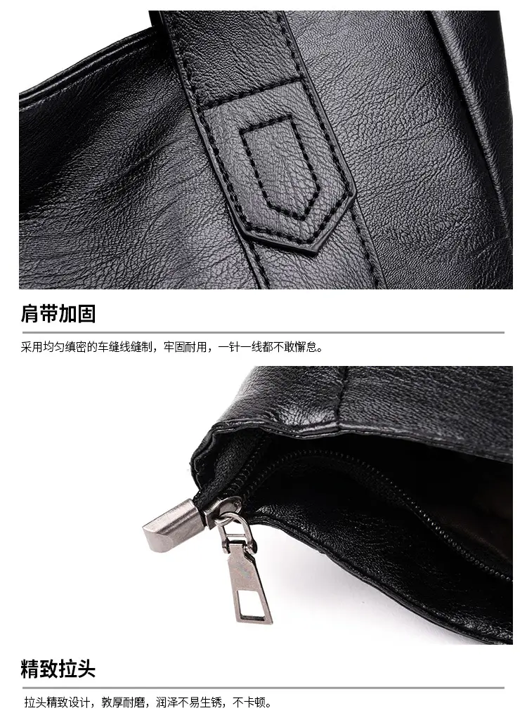 Black Leather Tote Bag for Women Large Capacity Shoulder Crossbody — feature 26