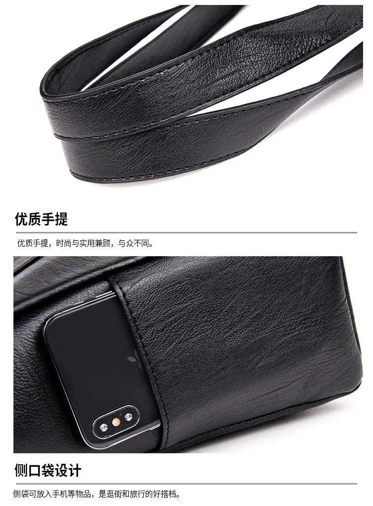 Black Leather Tote Bag for Women Large Capacity Shoulder Crossbody — feature 27
