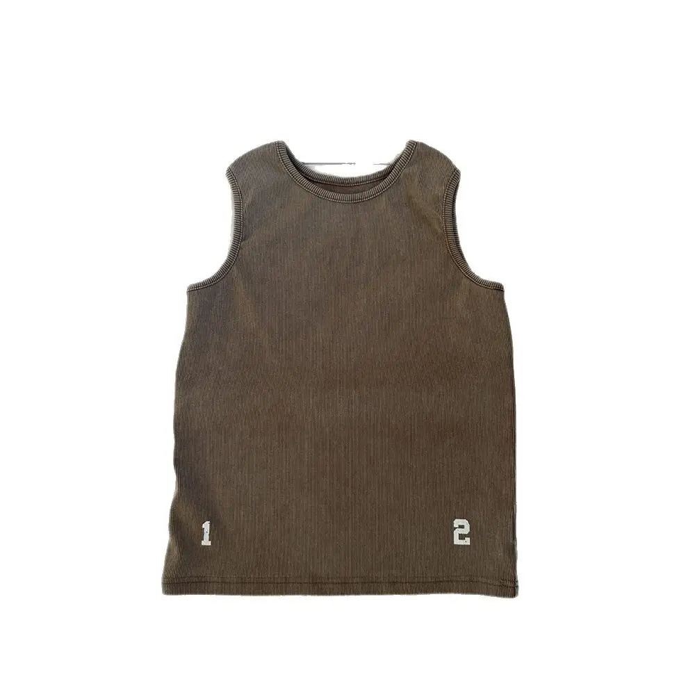 Boys Sleeveless Vest Vest T-Shirt Black Brown Grey 2025 - Image 8