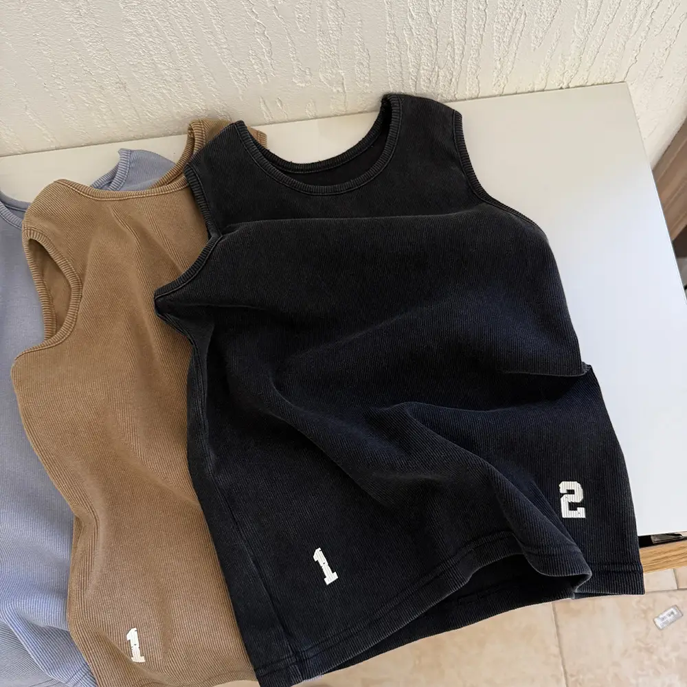 Boys Sleeveless Vest Vest T-Shirt Black Brown Grey 2025 — feature 4