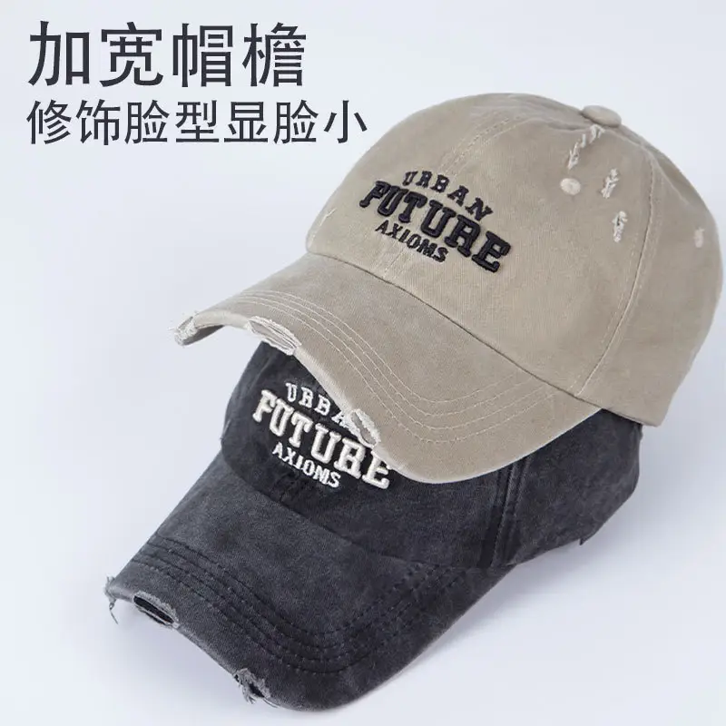 American Style Vintage Washed Old Cap Women's Big Head Face Showface Small Fashionable Letter Hole Men's Baseball Cap Trendy - Image 10