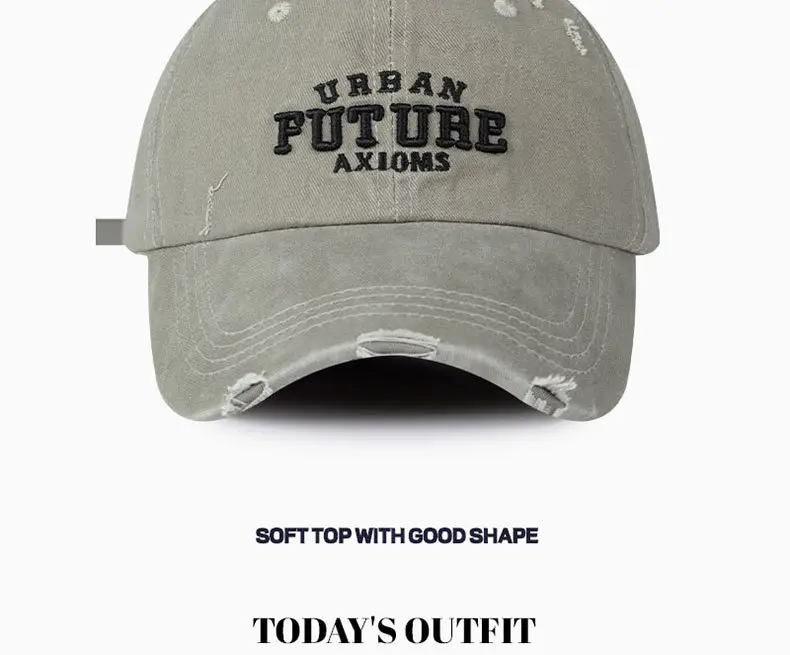 American Style Vintage Washed Old Cap Women's Big Head Face Showface Small Fashionable Letter Hole Men's Baseball Cap Trendy — feature 11