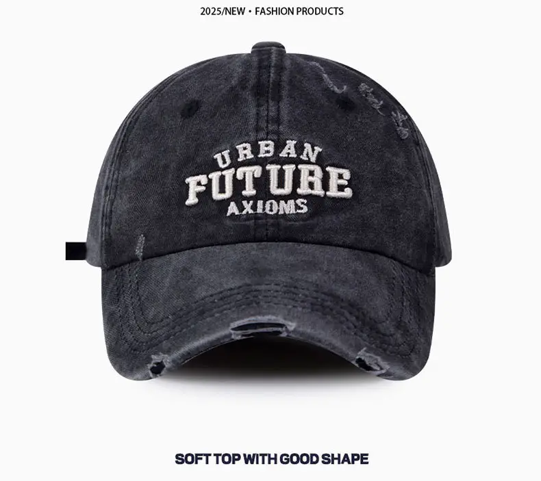 American Style Vintage Washed Old Cap Women's Big Head Face Showface Small Fashionable Letter Hole Men's Baseball Cap Trendy — feature 12