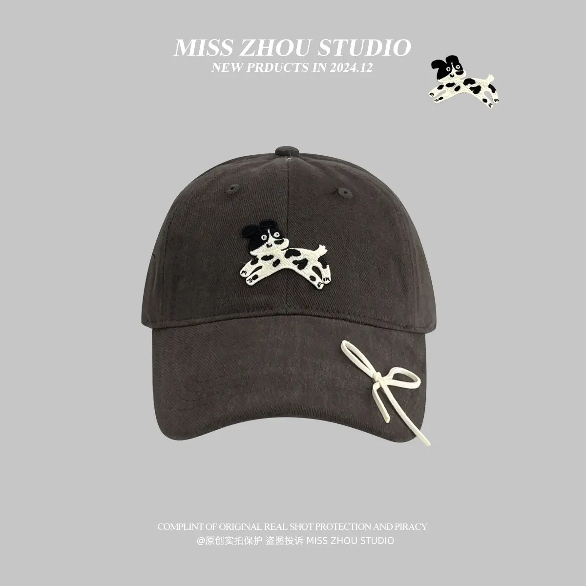 Women Cartoon Bow Cap Brown 2021 - Image 7