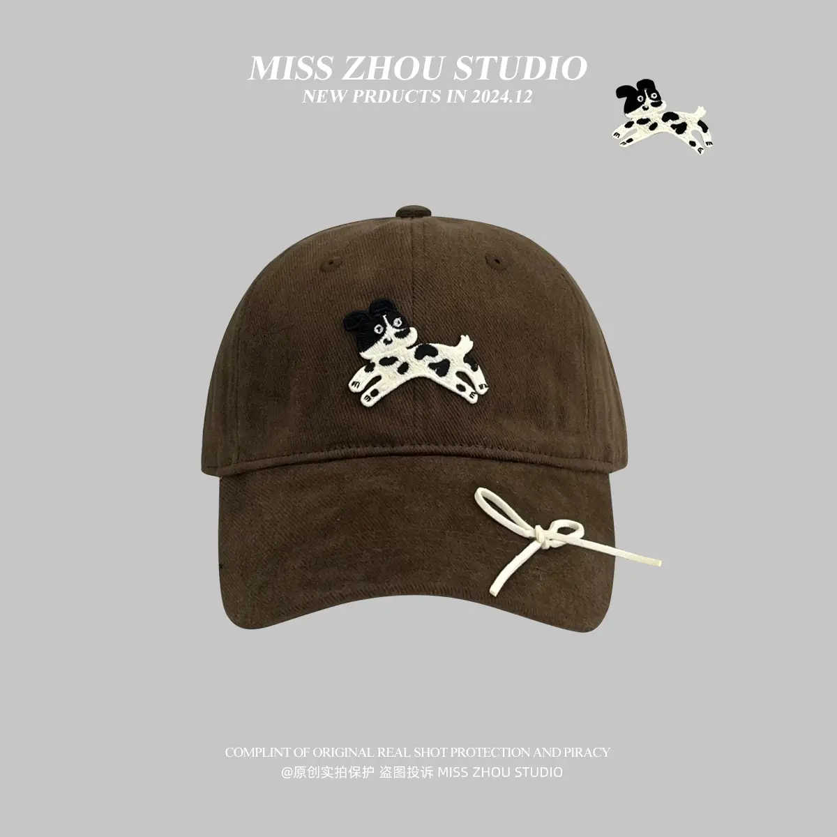 Women Cartoon Bow Cap Brown 2021 - Image 5