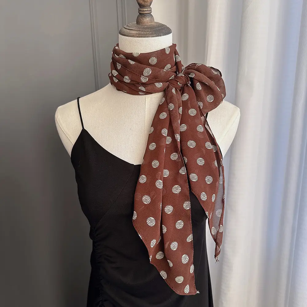 Long Silk Scarf with White Rose Print for Women — feature 2