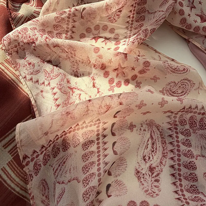 Long Silk Scarf with White Rose Print for Women — feature 22