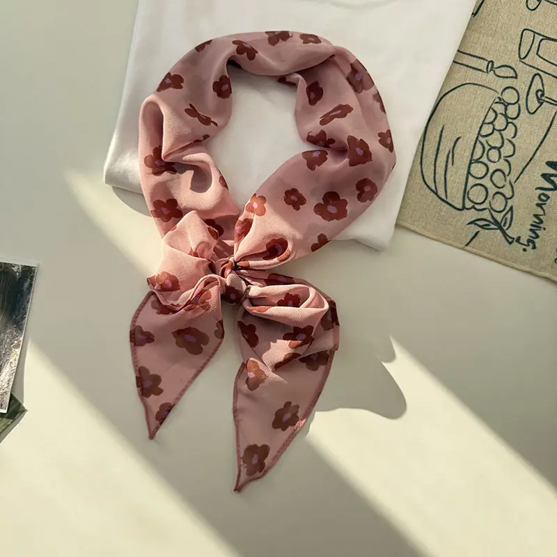 Long Silk Scarf with White Rose Print for Women — feature 28
