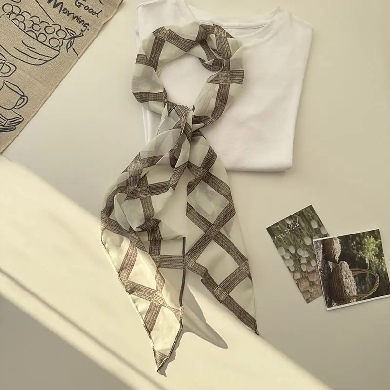 Long Silk Scarf with White Rose Print for Women — feature 36