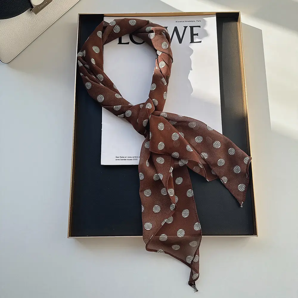 Long Silk Scarf with White Rose Print for Women — feature 4